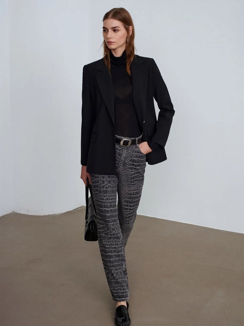 DILVIN High-Waist Straight Leg Textured Jeans - Image 1