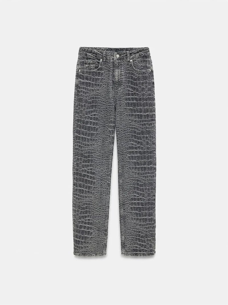 DILVIN High-Waist Straight Leg Textured Jeans - Image 5