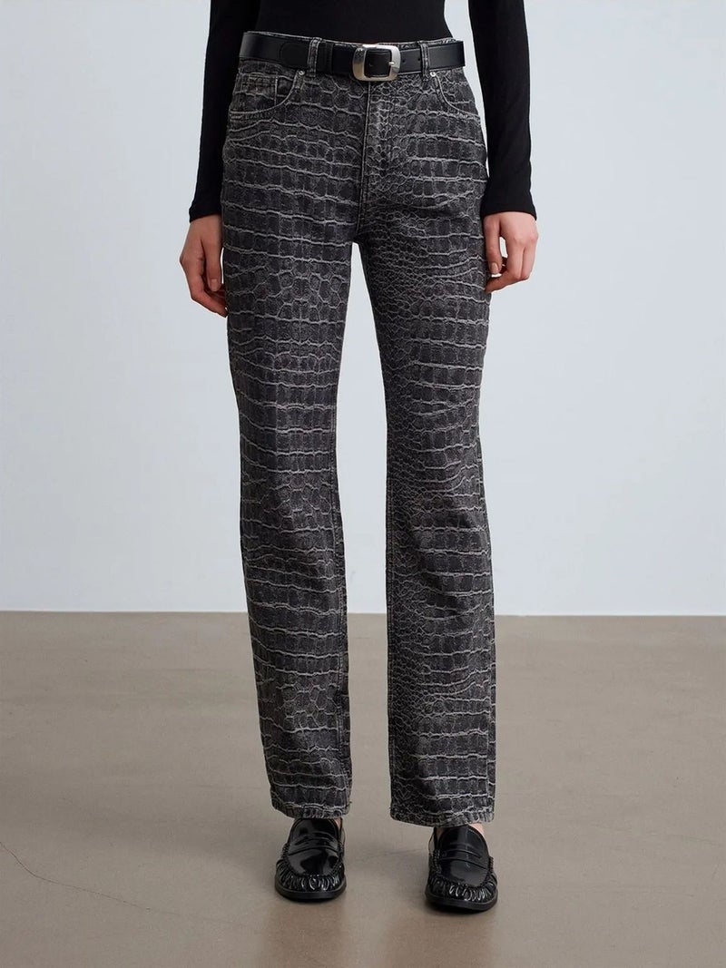 DILVIN High-Waist Straight Leg Textured Jeans - Image 3