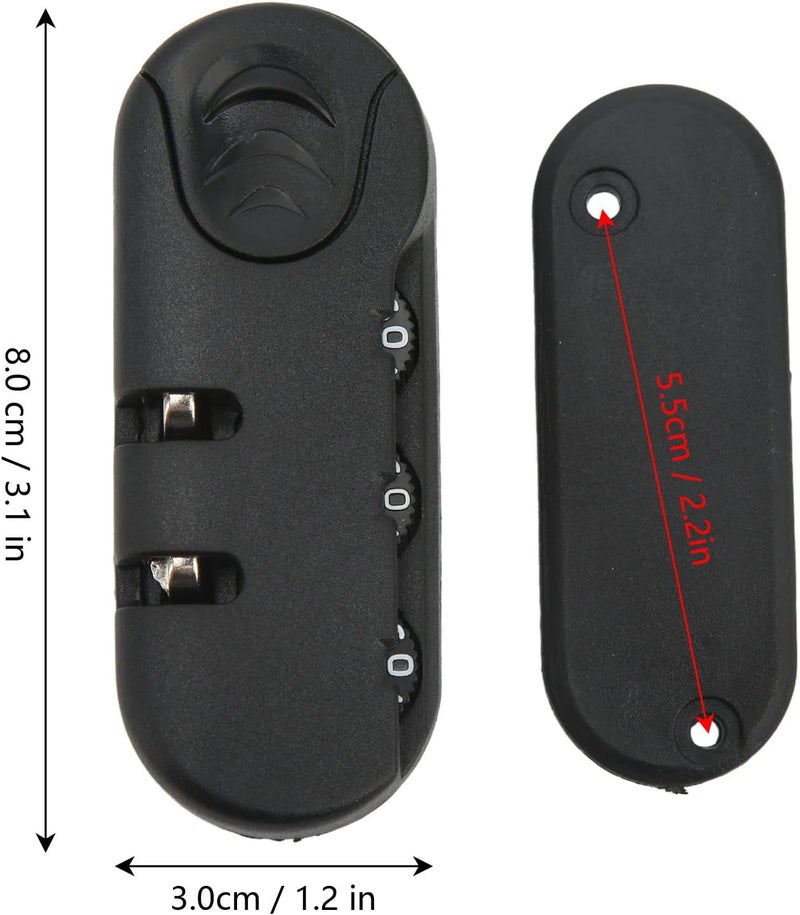 cheekyglo 3 Digits Luggage Lock, Zinc Alloy Lock Catch Luggage Password Lock, Plastic Frosted Appearance Suitcase Password Security Lock for Travel, Black - Image 3