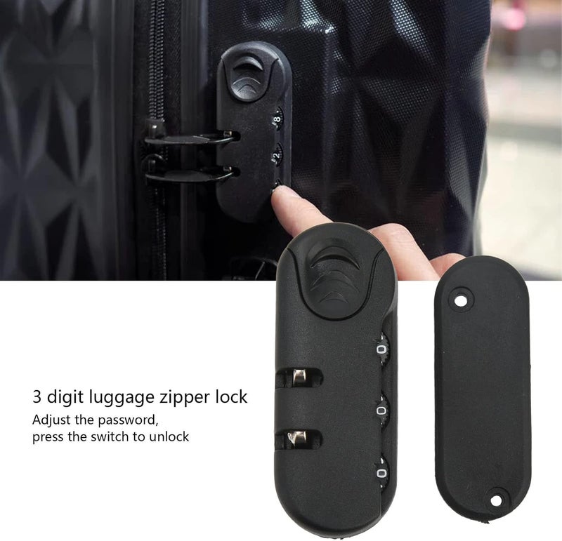 cheekyglo 3 Digits Luggage Lock, Zinc Alloy Lock Catch Luggage Password Lock, Plastic Frosted Appearance Suitcase Password Security Lock for Travel, Black - Image 2