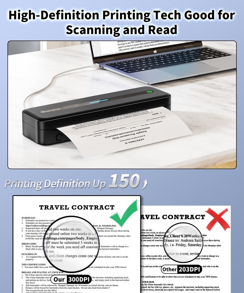 Phomemo Portable Printer,[Upgrade] M832 Portable Printers Wireless for Travel,Thermal Bluetooth Wireless Printer Support Multi Sizes for Home,Office,Car,Compatible with Phone &Laptop - Image 3