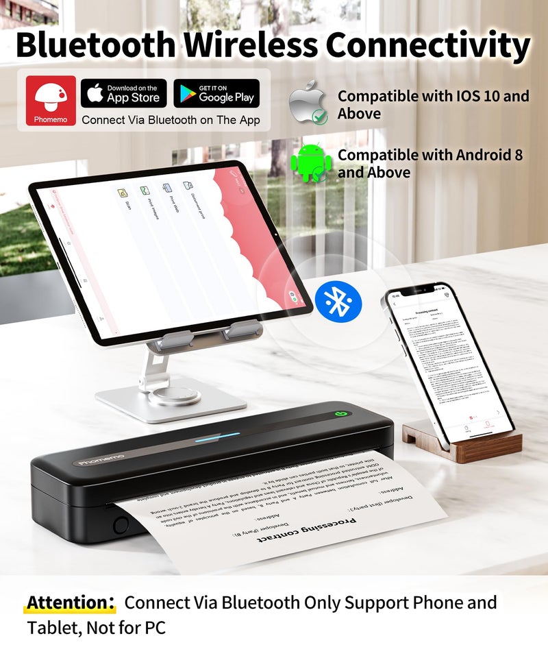Phomemo Portable Printer,[Upgrade] M832 Portable Printers Wireless for Travel,Thermal Bluetooth Wireless Printer Support Multi Sizes for Home,Office,Car,Compatible with Phone &Laptop - Image 5
