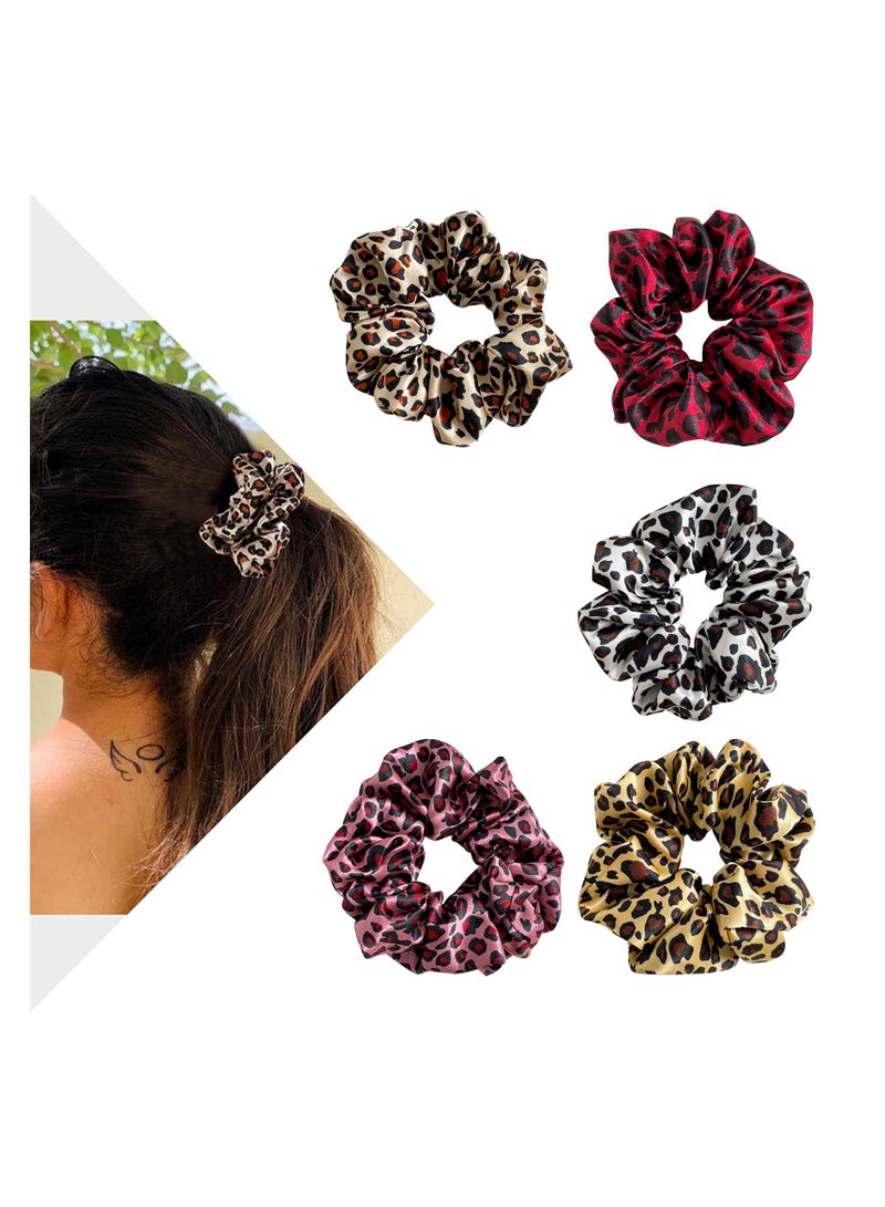 Leopard print large hair band Silk cloth hair band high elastic hair rope with multi-color hair accessories 5 colors - Image 5