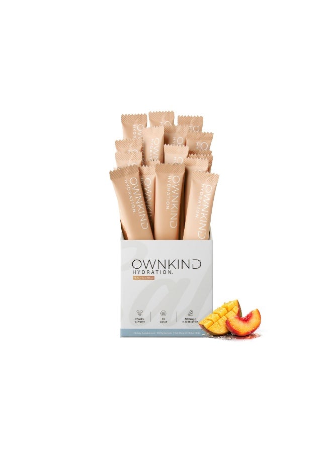 OWNKIND Electrolytes Powder Sachets - Peach & Mango | Zero Sugar, All 6 Electrolytes, Hydration Multiplier w/Essential Minerals, Vitamins, Immune & Metabolic Functions. Vegan, Sugar Free & Gluten Free - Image 1