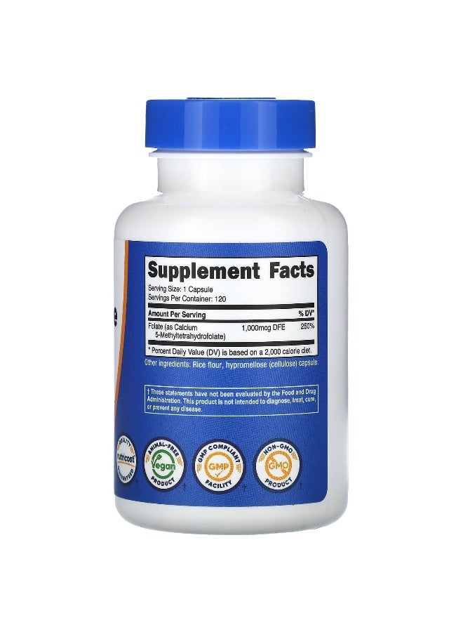 Nutricost نوتريكوست، ميثيل فولات، 1,000 ميكروغرام، 120 كبسولة - Image 2