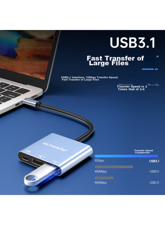 Ult-unite Type-c To Hdmi Expansion Dock, 4k Hd Adapter For Huawei, Apple Phones, Laptops, Pd100w Charger, Usb3.1 Hub, Three-in 0.15 Meters - Image 2