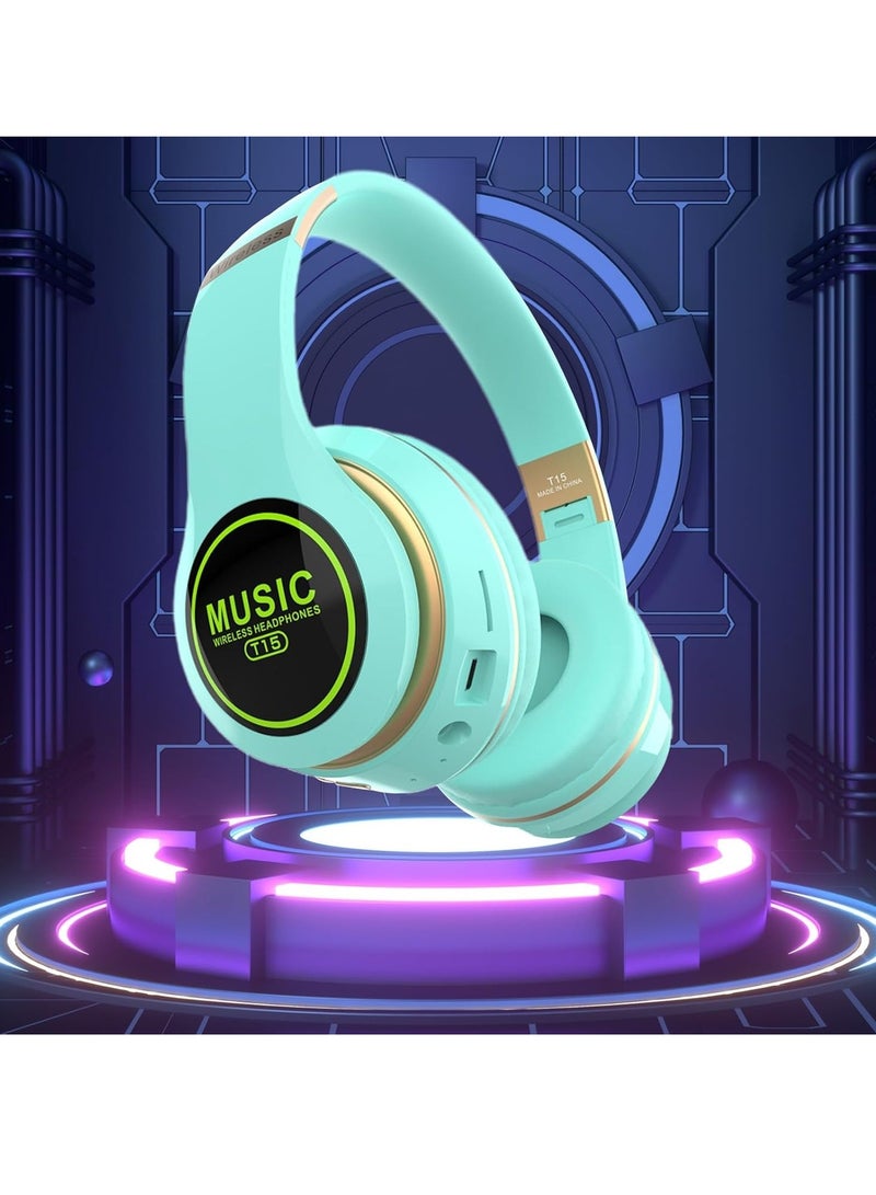 LED large Earmuffs Foldable Storage Colorful Luminous Mobile Phone Head Mounted Wireless Bluetooth Gaming Headset (Blue) - Image 5