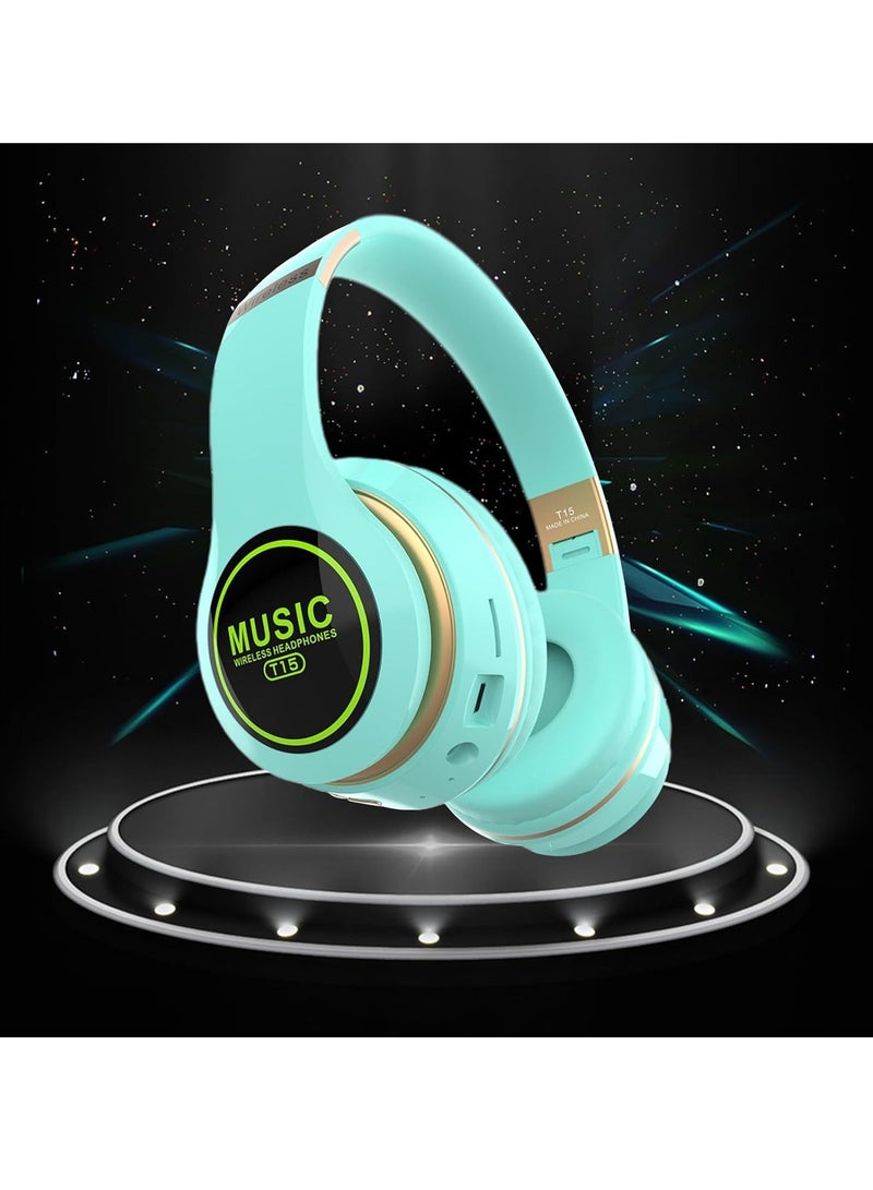 LED large Earmuffs Foldable Storage Colorful Luminous Mobile Phone Head Mounted Wireless Bluetooth Gaming Headset (Blue) - Image 3