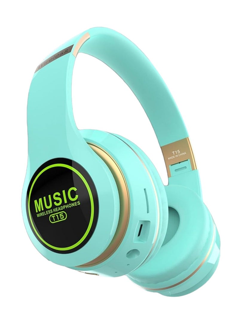 LED large Earmuffs Foldable Storage Colorful Luminous Mobile Phone Head Mounted Wireless Bluetooth Gaming Headset (Blue) - Image 1