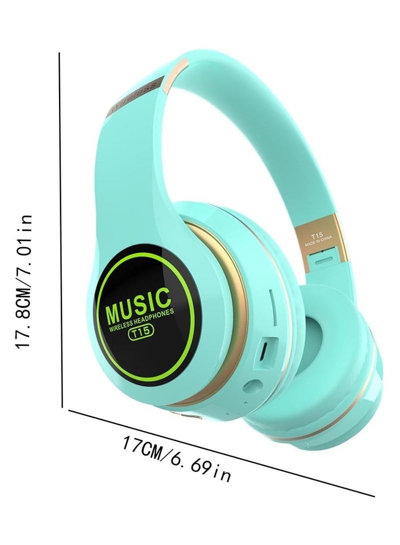 LED large Earmuffs Foldable Storage Colorful Luminous Mobile Phone Head Mounted Wireless Bluetooth Gaming Headset (Blue) - Image 2