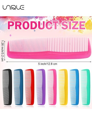 16 Pieces Colorful Hair Combs, Hair Combs Set Two End Plastic Fine Tooth Comb Mini Pearly Small Row Comb Hair Combs for Women and Men, Colorful Coarse, Fine Dressing Comb, 8 Colors - view 2