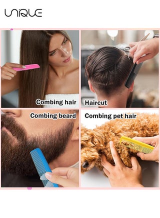 16 Pieces Colorful Hair Combs, Hair Combs Set Two End Plastic Fine Tooth Comb Mini Pearly Small Row Comb Hair Combs for Women and Men, Colorful Coarse, Fine Dressing Comb, 8 Colors - view 5