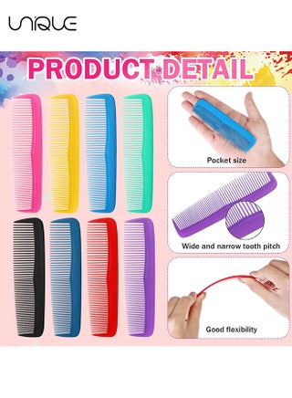 16 Pieces Colorful Hair Combs, Hair Combs Set Two End Plastic Fine Tooth Comb Mini Pearly Small Row Comb Hair Combs for Women and Men, Colorful Coarse, Fine Dressing Comb, 8 Colors - view 3