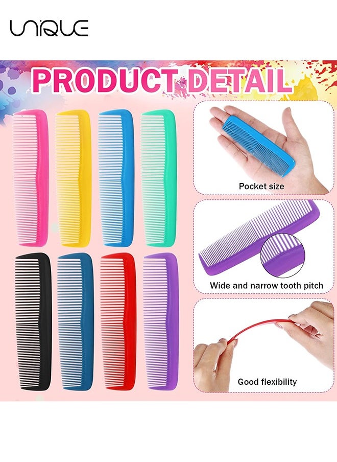 Unique 16 Pieces Colorful Hair Combs, Hair Combs Set Two End Plastic Fine Tooth Comb Mini Pearly Small Row Comb Hair Combs for Women and Men, Colorful Coarse, Fine Dressing Comb, 8 Colors  - Image 3