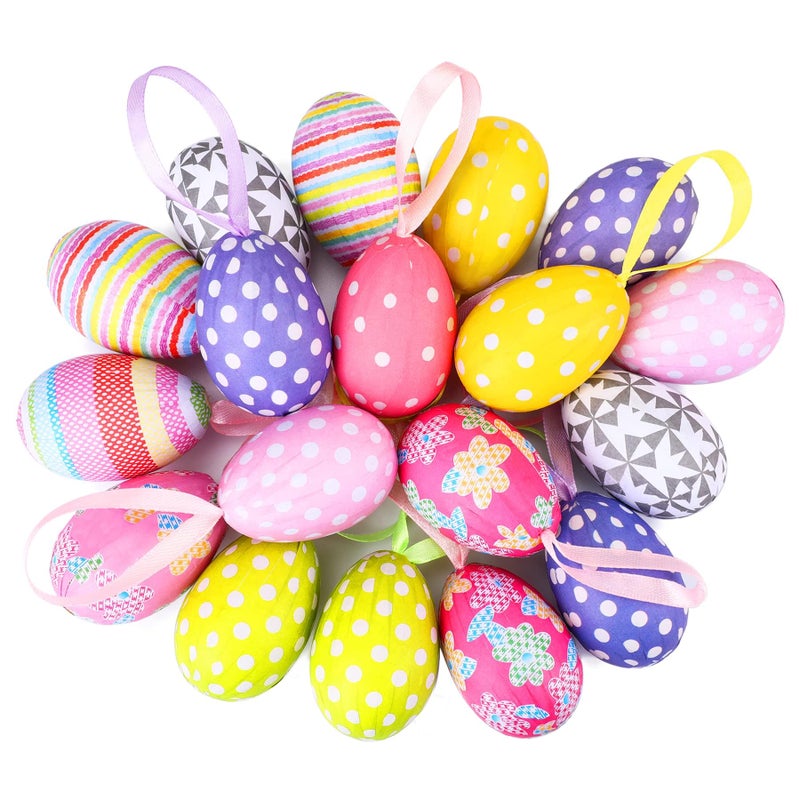 JULMELON 18Pcs Easter Hanging Eggs Colorful Paper Egg Easter Tree Ornaments for Party Birthday Home Decoration Indoor Supplies - Image 1