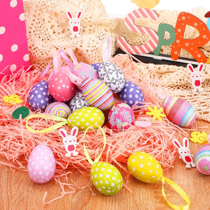 JULMELON 18Pcs Easter Hanging Eggs Colorful Paper Egg Easter Tree Ornaments for Party Birthday Home Decoration Indoor Supplies - Image 3