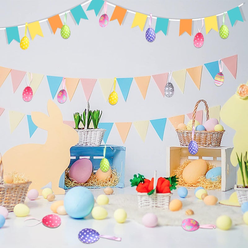 JULMELON 18Pcs Easter Hanging Eggs Colorful Paper Egg Easter Tree Ornaments for Party Birthday Home Decoration Indoor Supplies - Image 5