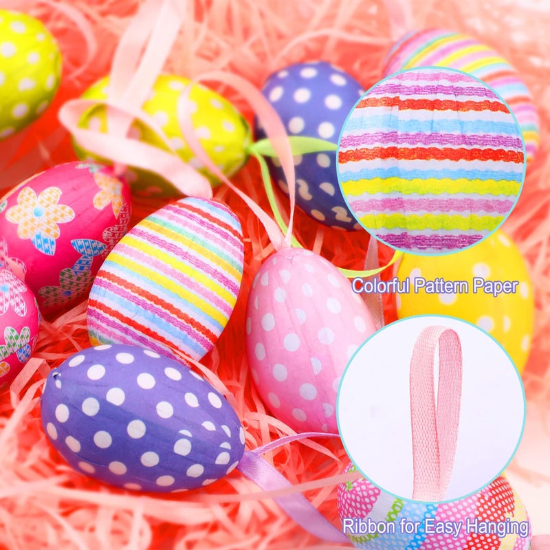 JULMELON 18Pcs Easter Hanging Eggs Colorful Paper Egg Easter Tree Ornaments for Party Birthday Home Decoration Indoor Supplies - Image 4