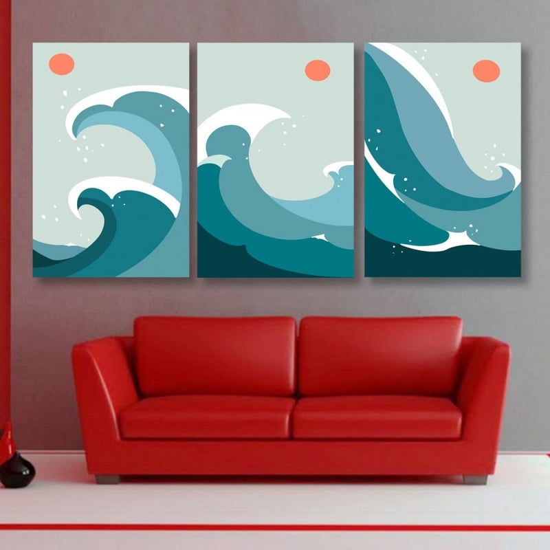 ماركتنا ثلاث لوحات قماشية بتصميم مودرن مع برواز مجوف مقاس (150×70) ثلاث قطع - Image 1