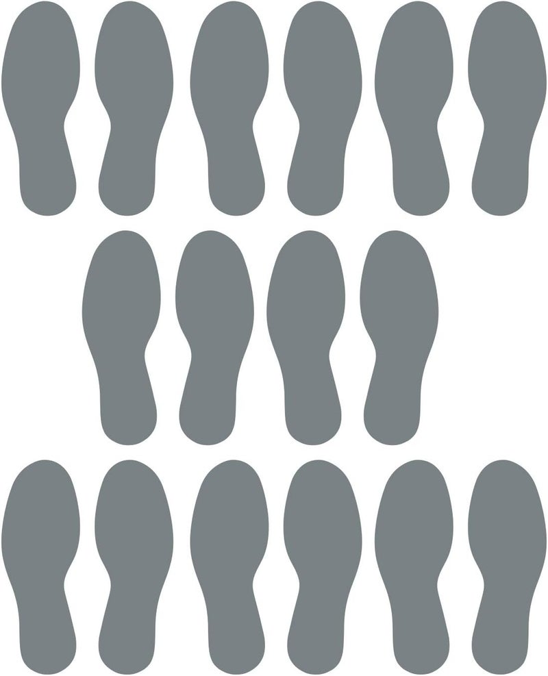 LiteMark Floor Vinyl Decals Footprint Stickers – line up Stickers for Classroom Floor, Offices, Dance, Events – Temporary Spot Markers, Grey, 8 Inch, Pack of 16 Pcs (8 Pairs) - Image 1