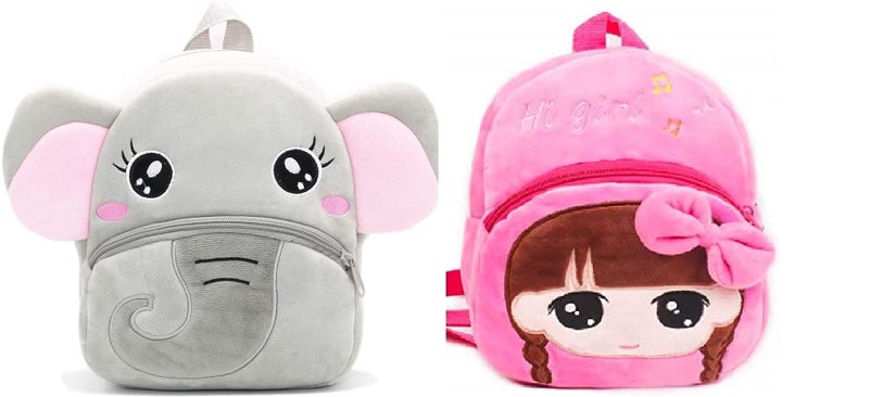 Black Hill Kids School Bag Soft Plush Backpack Cartoon Bags Mini Travel Bag for for Girls Boys Toddler Baby Elephant & Hi Girl - Image 5