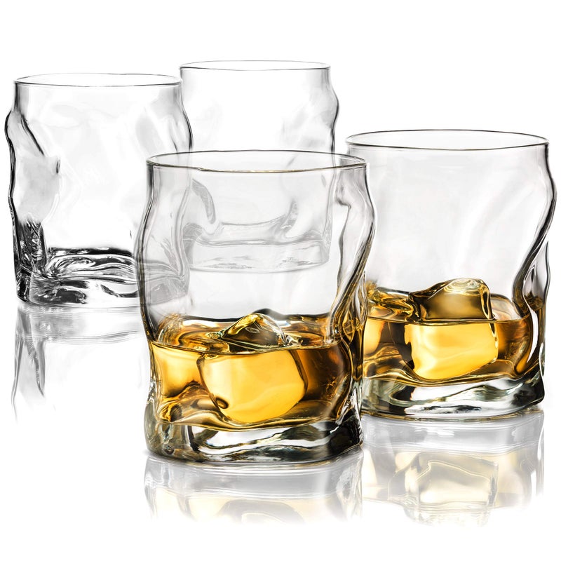 Bormioli Rocco Bormioli Rocco Set Of 4 Sorgente DOF Whiskey Glass 14Ounce Crystalclear Cocktail Glasses Barware For Bourbon Scotch Water Juice Drinking Glasses Set Made In Italy 