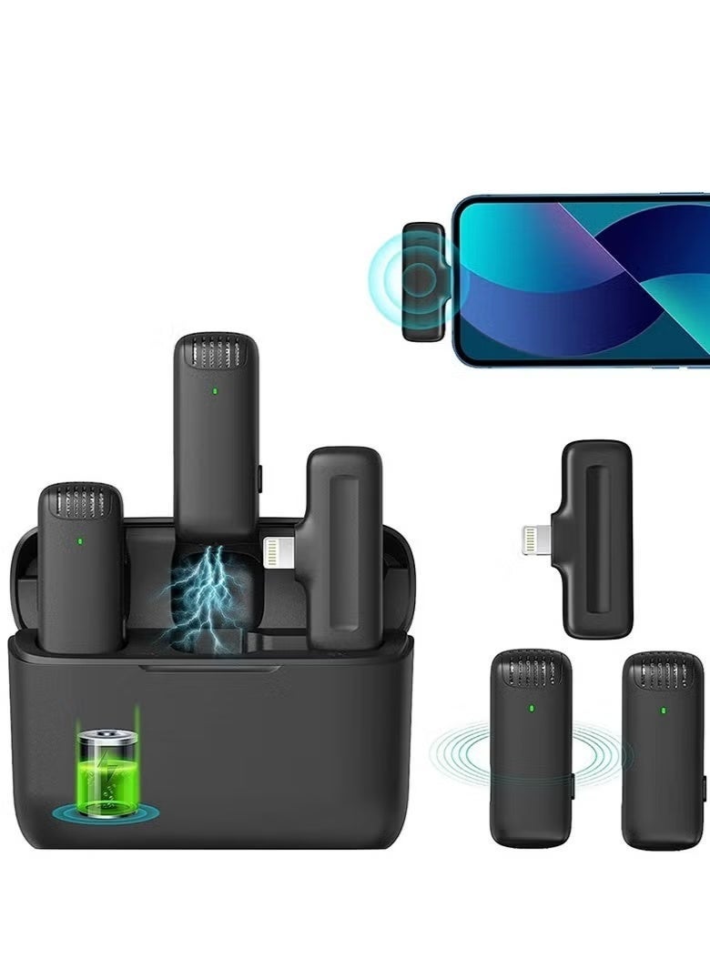 ميكروفون لاسلكي مرتدي 2 في 1 لهواتف iPhone وiPad - مع حافظة شحن، ميكروفون طوق صغير لتسجيل الفيديو والبودكاست والتصوير لليوتيوب وتيك توك - Image 1