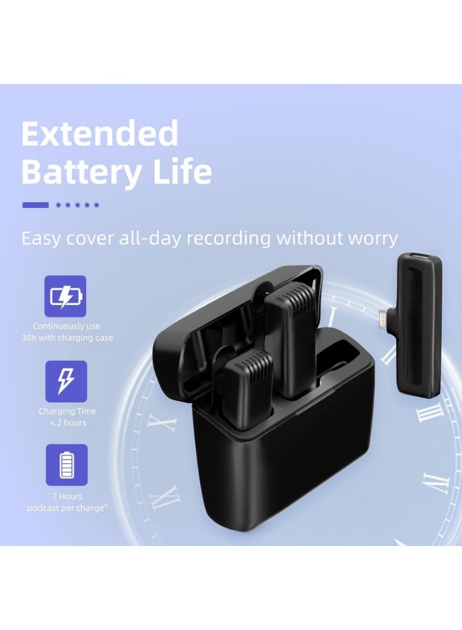 ميكروفون لاسلكي مرتدي 2 في 1 لهواتف iPhone وiPad - مع حافظة شحن، ميكروفون طوق صغير لتسجيل الفيديو والبودكاست والتصوير لليوتيوب وتيك توك - Image 4