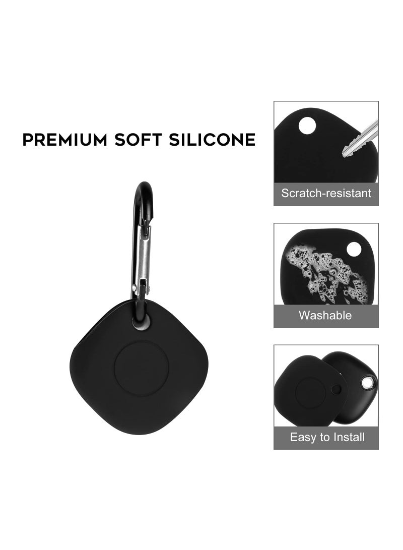 SYOSI 2 Pcs Silicone Case Compatible for Samsung Galaxy SmartTag with Keychain, Anti-Scratch Lightweight Soft Protective Sleeve Skin Cover for Galaxy SmartTag, Navy and Black  - Image 4