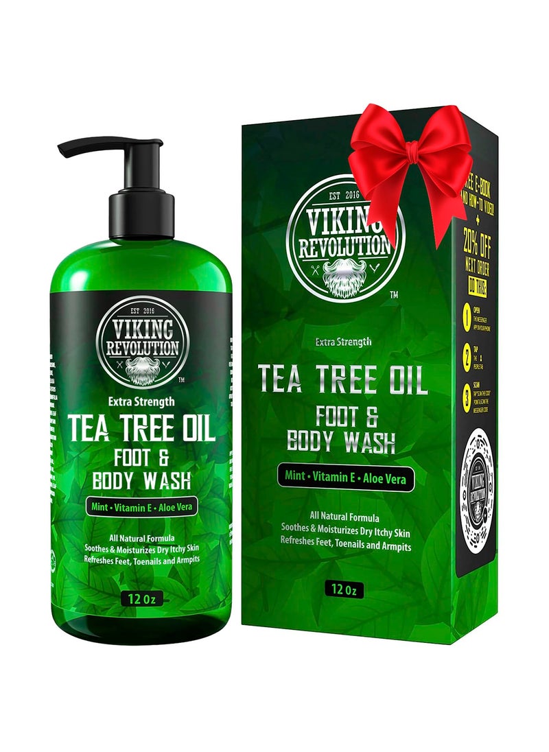 Viking Revolution Viking Revolution Tea Tree Body Wash Soap for Men  Helps Athletes Foot Jock Itch Eczema  Body Odors  Extra Strength Tea Tree Oil Mens Body and Foot Wash 