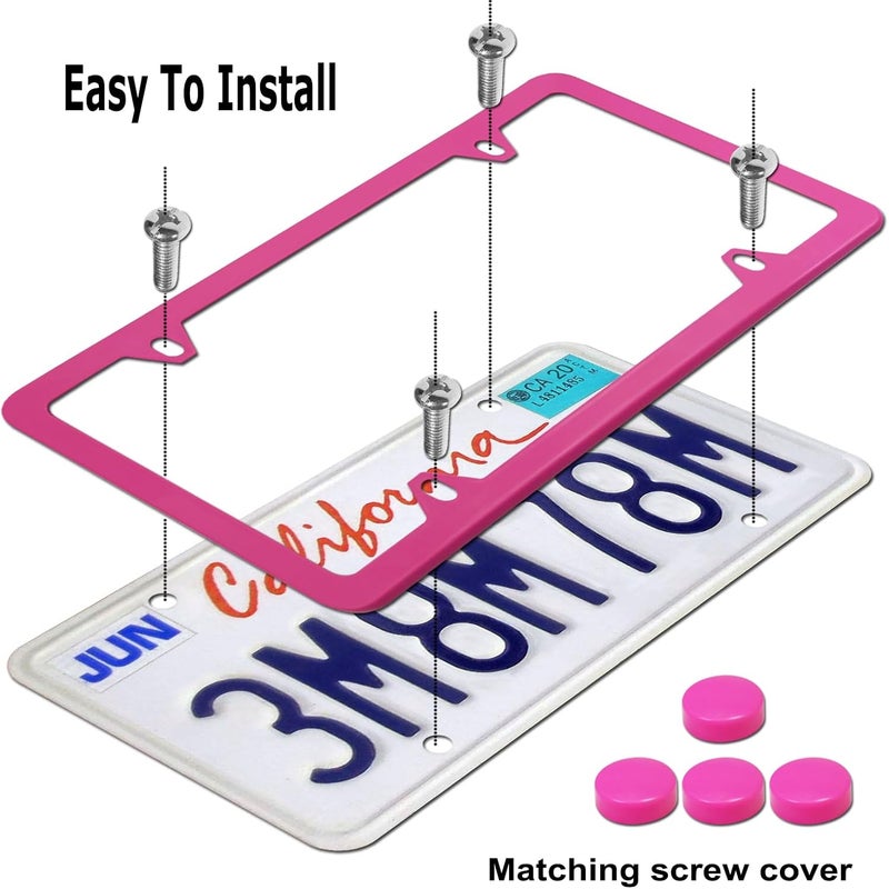 YoUoY Pink Aluminum License Plate Frames - 2 Pack - Image 5