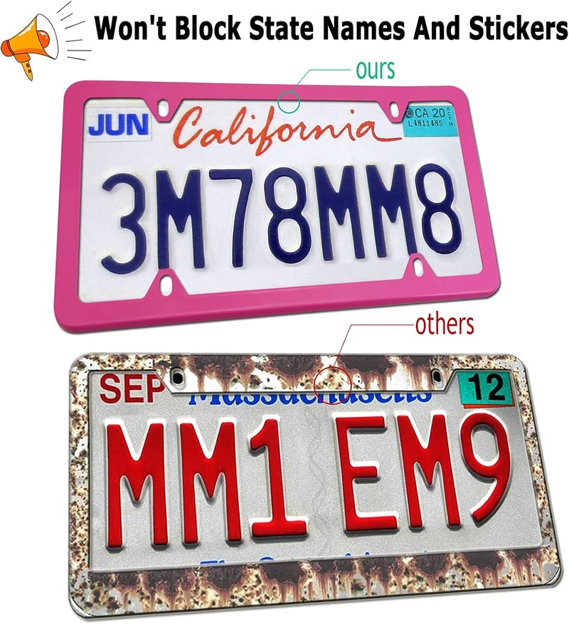 YoUoY Pink Aluminum License Plate Frames - 2 Pack - Image 3