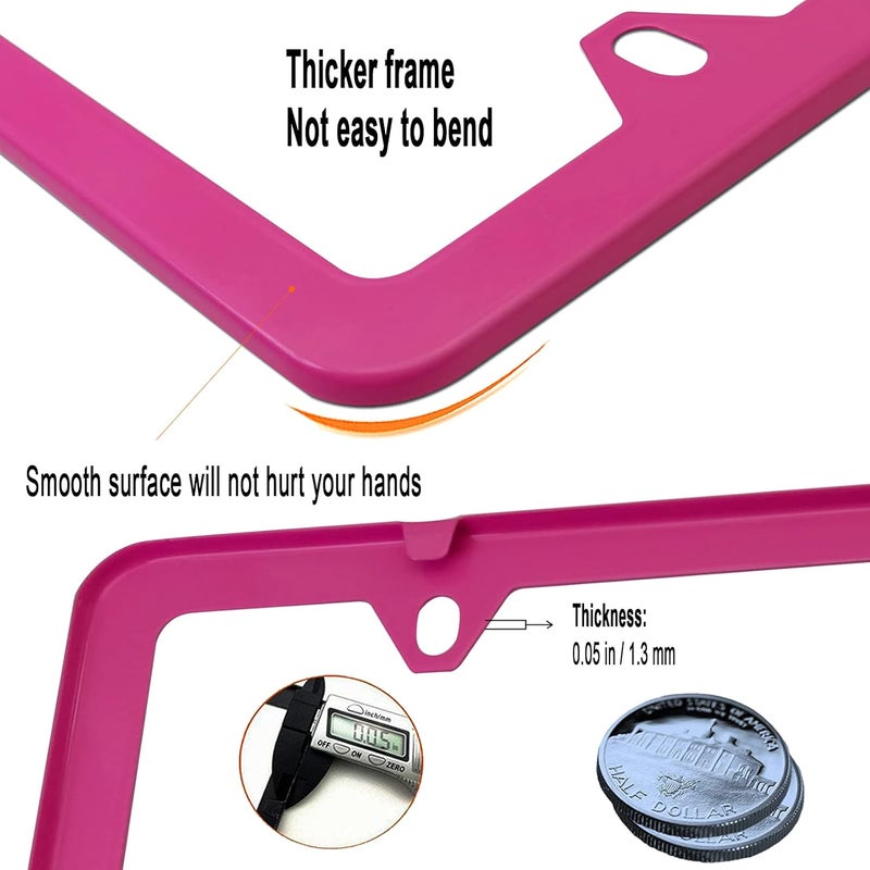 YoUoY Pink Aluminum License Plate Frames - 2 Pack - Image 4