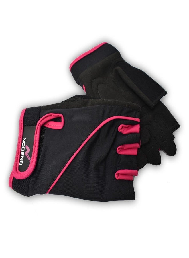 Nodens Ladies Exercise Weight Lifting Grippy Hand Protector Padded Gym (Size: L),Black_Pink - Image 1