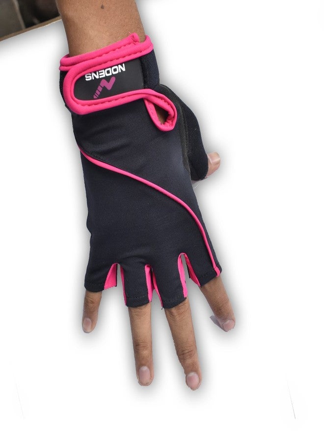Nodens Ladies Exercise Weight Lifting Grippy Hand Protector Padded Gym (Size: L),Black_Pink - Image 3