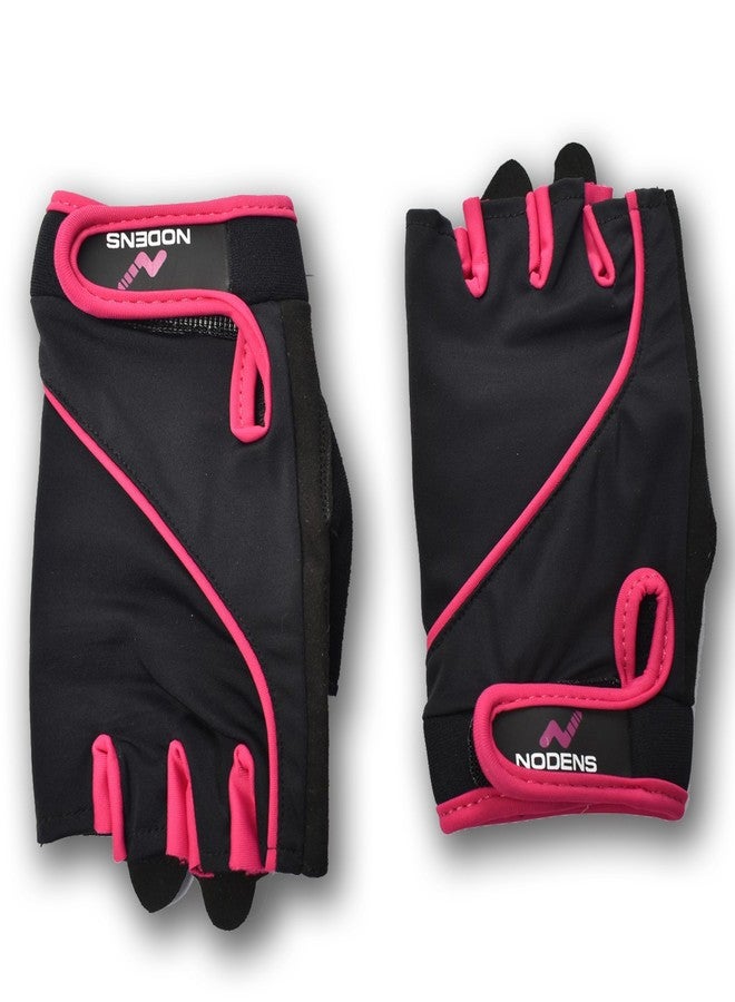 Nodens Ladies Exercise Weight Lifting Grippy Hand Protector Padded Gym (Size: L),Black_Pink - Image 4
