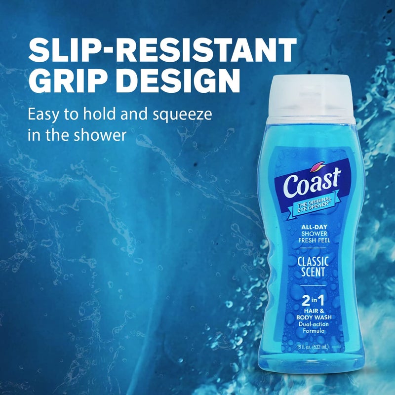 Coast 2-in-1 Hair and Body Wash - Rich Foamy Lather - Clean Rinsing Formula without Drying Out Skin - Dual Action - No Parabens or Phthalates - 18 oz. - Image 3