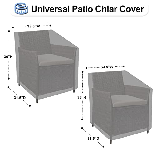 OutdoorLines Outdoor Waterproof Patio Lawn Chair Covers - UV-Resistant, Windproof, Heavy Duty Funiture Covering, 2 Packs, 33.5Wx31.5Dx36H Inches, Grey - Image 2
