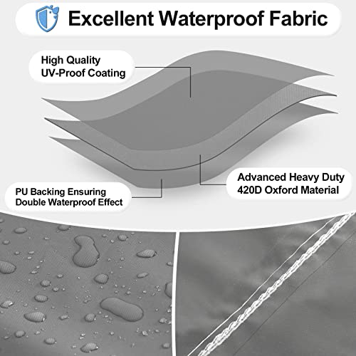 OutdoorLines Outdoor Waterproof Patio Lawn Chair Covers - UV-Resistant, Windproof, Heavy Duty Funiture Covering, 2 Packs, 33.5Wx31.5Dx36H Inches, Grey - Image 3