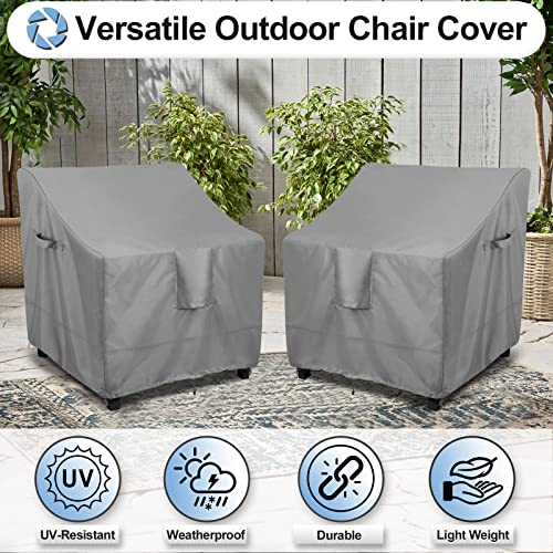 OutdoorLines Outdoor Waterproof Patio Lawn Chair Covers - UV-Resistant, Windproof, Heavy Duty Funiture Covering, 2 Packs, 33.5Wx31.5Dx36H Inches, Grey - Image 4