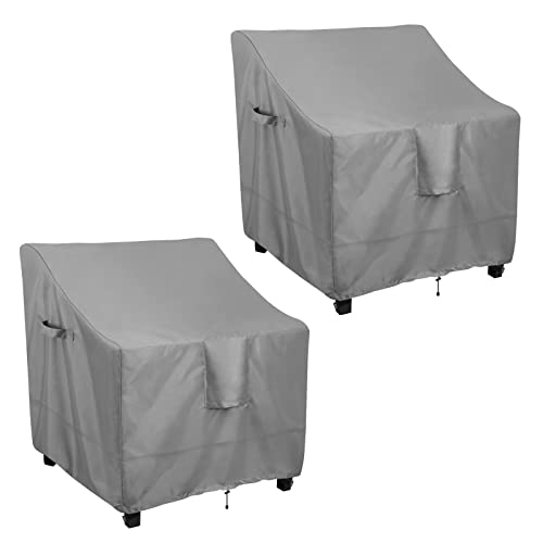 OutdoorLines Outdoor Waterproof Patio Lawn Chair Covers - UV-Resistant, Windproof, Heavy Duty Funiture Covering, 2 Packs, 33.5Wx31.5Dx36H Inches, Grey - Image 1
