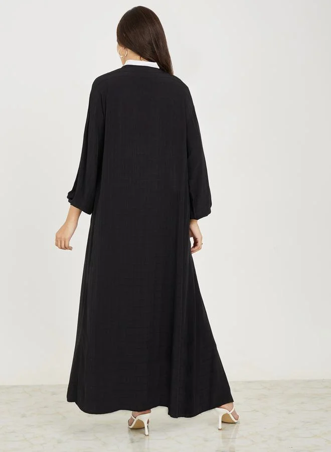 Styli Regular Fit Maxi Kimono with Volume Sleeves
