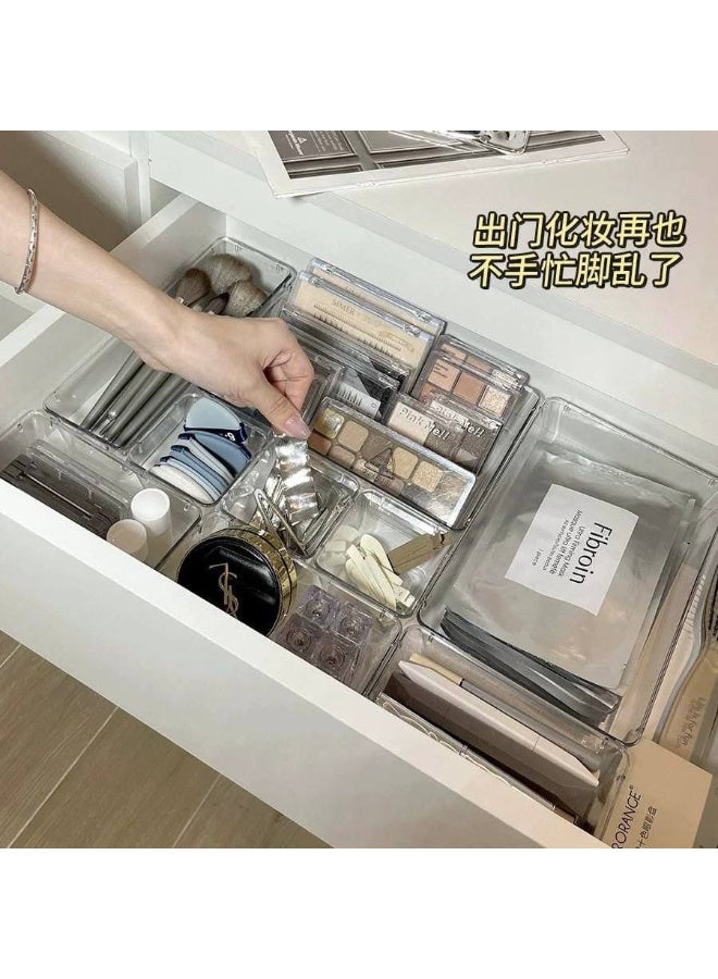 8-in-1 Clear Acrylic Drawer Organizer - Multi-Purpose Organizer - For Makeup, Office Supplies, Accessories, Cutlery, and Kitchen Utensils - Image 2
