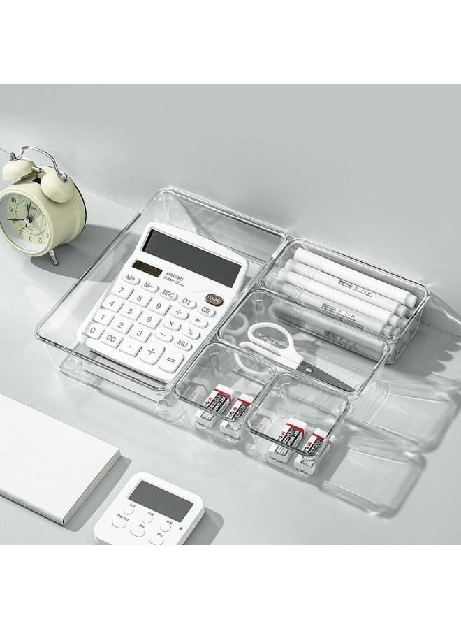 8-in-1 Clear Acrylic Drawer Organizer - Multi-Purpose Organizer - For Makeup, Office Supplies, Accessories, Cutlery, and Kitchen Utensils - Image 3