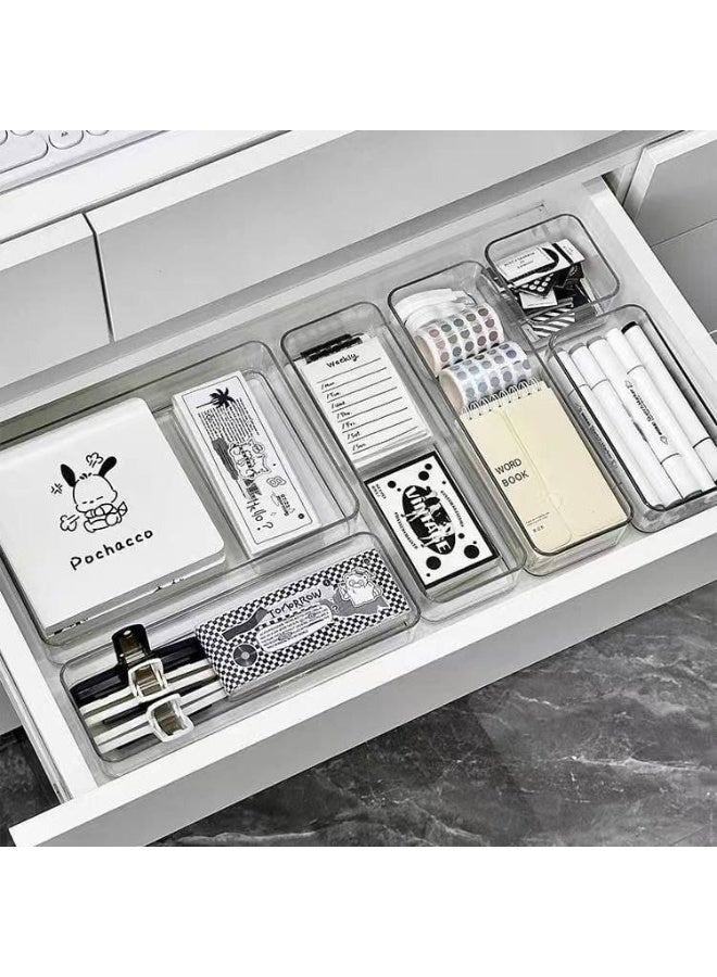 8-in-1 Clear Acrylic Drawer Organizer - Multi-Purpose Organizer - For Makeup, Office Supplies, Accessories, Cutlery, and Kitchen Utensils - Image 1