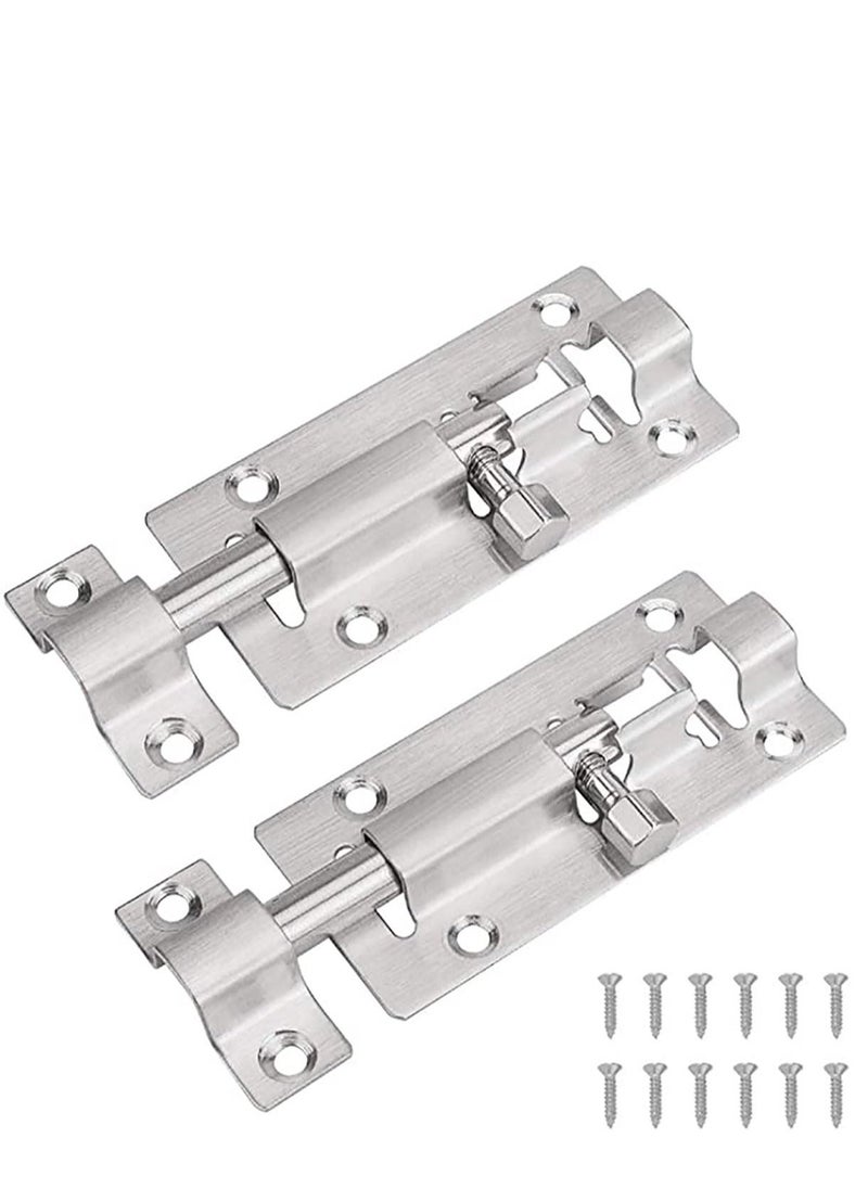 Generic 2 Pack Door Security Slide Latch Lock, Keyless Entry Door Lock, Thickened Stainless Steel Sliding Door Lock, Easy to Install Gate, Slide Latch Lock with Screws  - Image 1