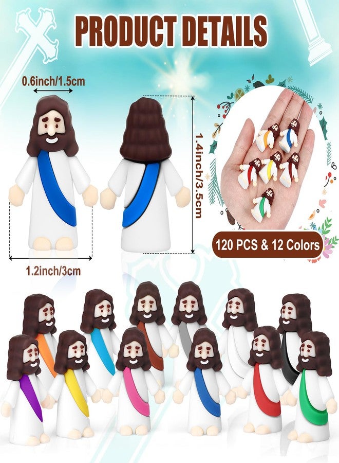 Draupnir 120PCS Little Jesus Figures Easter Mini Jesus Figurines in Bulk, Religious Jesus Figures Gift for Family Friends Coworker Easter Egg Stuffers(Rainbow) - Image 2
