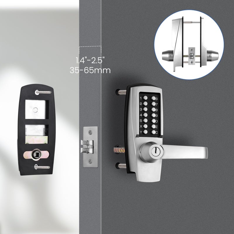 LVOZ Keyless Entry Door Lock with Handle - Mechanical Door Lock 100% Without Batteries - Easy to Install & Use - Keypad Lock on Zinc-Alloy, Water and Sun Proof for Indoor or Outdoor - Image 4