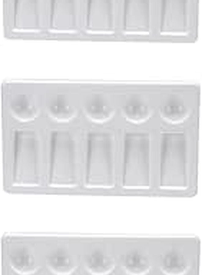 White Rectangular Plastic Painting Palette 3 Pack Artist Watercolor Mixing Trays - Image 1